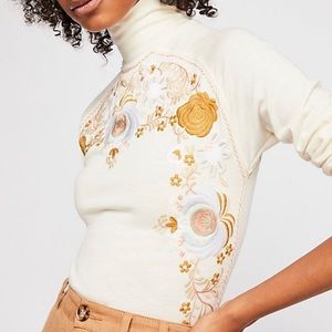Free People Disco Rose Embroidered Long Sleeve